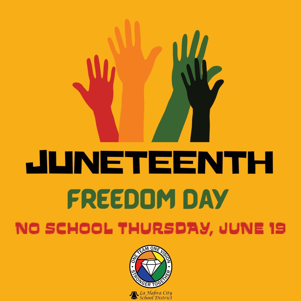 📣 Important Update
In observance of #Juneteenth, there will be no Summer Bridge classes on Thursday, June 19th.
Classes will resume on Friday, June 20th, and we look forward to seeing our students then! #LHCSD
