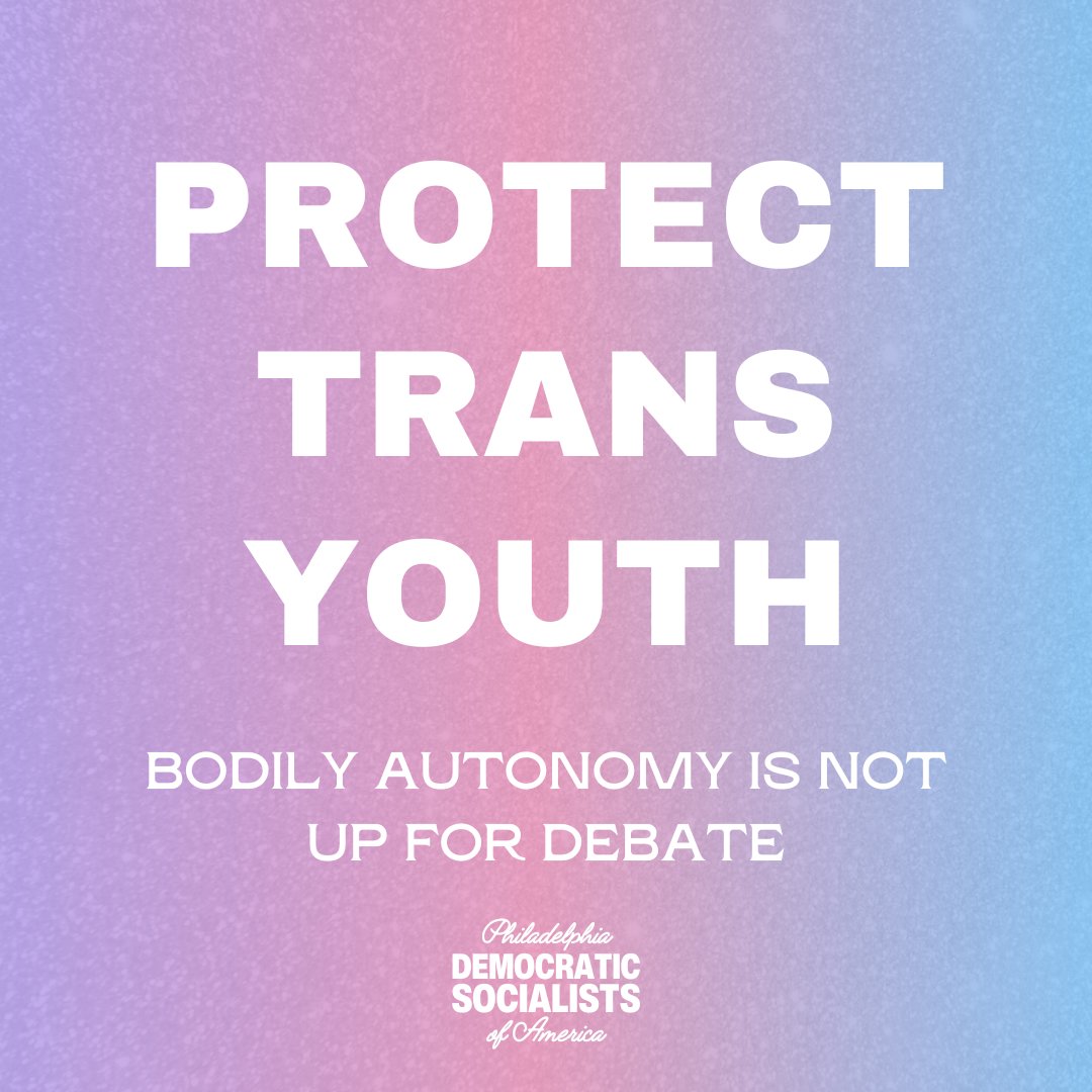 PhillyDSA's tweet photo. Today, the Supreme Court upheld Tennessee’s ban on gender-affirming care for trans youth in Skrmetti v. United States.

This is a direct attack on our trans siblings and sets a chilling precedent for future assaults on LGBTQ+ rights.
📰 https://t.co/PqjY8YEPm1 https://t.co/vHVaaCQZRV