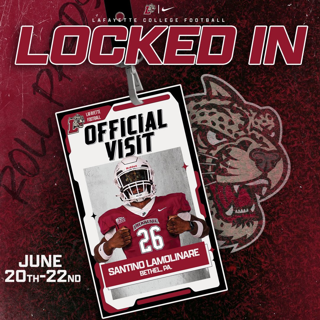 Santino LaMolinare (@santinolam74) on Twitter photo I’ll be at Laffeyette for an Official Visit this weekend. <a href="/CoachPeckich/">Coach Peckich</a> <a href="/KeithHuebner1/">Keith Huebner</a> <a href="/sr40_/">Coach Shean</a> <a href="/wpialsportsnews/">WPIAL Sportsmen</a> <a href="/PghSportsNow/">Pittsburgh Sports Now</a> I’ll be at Laffeyette for an Official Visit this weekend. <a href="/CoachPeckich/">Coach Peckich</a> <a href="/KeithHuebner1/">Keith Huebner</a> <a href="/sr40_/">Coach Shean</a> <a href="/wpialsportsnews/">WPIAL Sportsmen</a> <a href="/PghSportsNow/">Pittsburgh Sports Now</a>