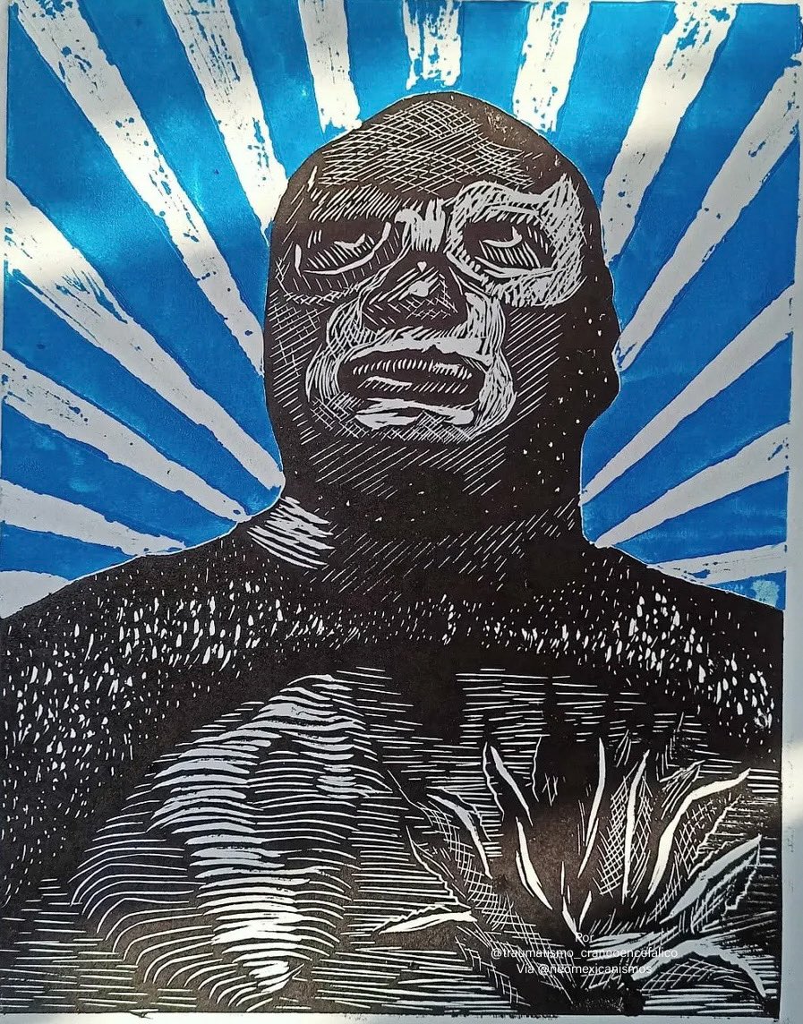 NeoMexicanismos's tweet photo. El Santo • Blue Demon • Mil máscaras • Canek ::: Por @traumatismo_craneoencefalico IG <—- Disponibles  :::: #luchalibre #grabado #elsanto #bluedemon #máscaras #canek #neomexicanismos https://t.co/QugAMoB6j1