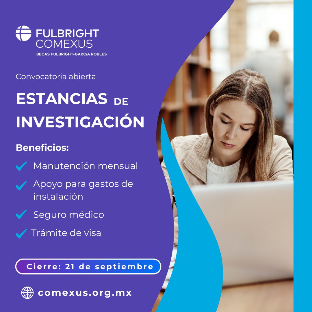 lauammx's tweet image. Becas Fulbright- García Robles. Estancias de investigación y/o docencia a personas con al menos 5 años de experiencia

🗓️ Recepción de documentos: Hasta septiembre 21
🌐 lc.cx/D07xEm
📧 becas@comexus.org.mx

#SoyUAM #Becas #Comexus #VinculaciónUAM