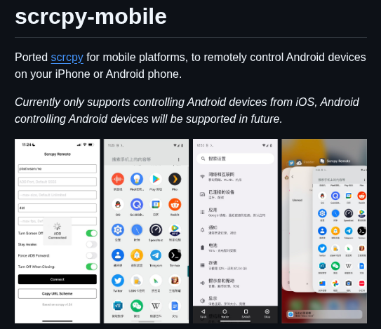 tom_doerr's tweet image. Control Android devices from iOS or Android phones