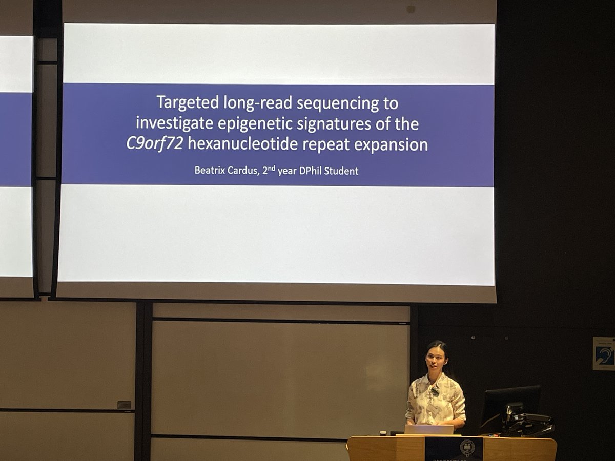 MNDOxford's tweet image. Great talk by Beatrix from the group on targeted long-read sequencing of the C9orf72 HRE at the ARUK Thames Valley Network Research Day in Oxford today #ALS #FTD