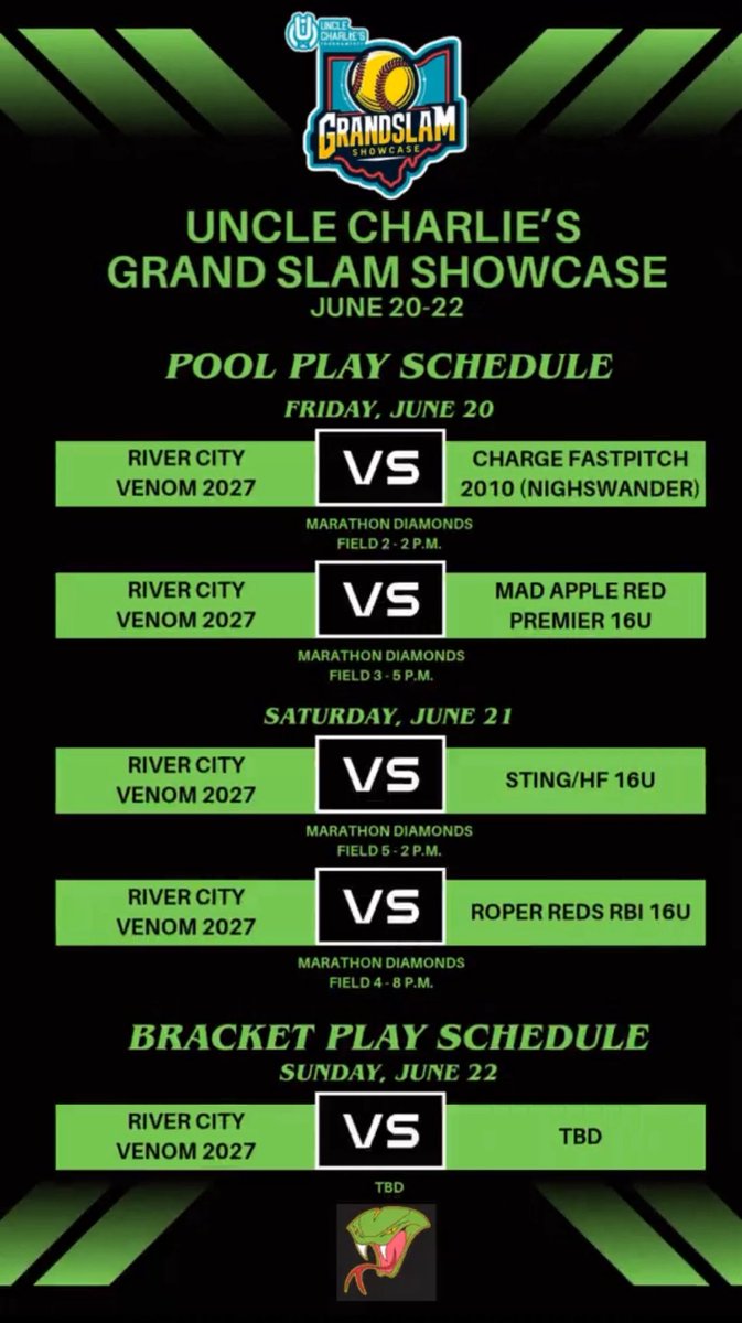 Sydney Bezila (@sydney_bezila28) on Twitter photo 🚨2nd tournament of the summer this weekend!!!🚨
This weekend my <a href="/RCVENOM09/">River City Venom 2027</a> team and I will be traveling to Findlay, OH for <a href="/uctournaments/">Uncle Charlie's Tournaments</a> ! Coaches, we'd love for you to stop by!
<a href="/5_recruiting/">5-STAR ATHLETIC RECRUITING</a>
<a href="/d1vision_sb/">D1VISION Softball</a>
<a href="/PA_recruit/">Pennsylvania Softball Prospects</a>
<a href="/DirectRecruits/">Direct Recruits</a>
<a href="/CoastRecruits/">Coast 2 Coast Recruits</a> 🚨2nd tournament of the summer this weekend!!!🚨
This weekend my <a href="/RCVENOM09/">River City Venom 2027</a> team and I will be traveling to Findlay, OH for <a href="/uctournaments/">Uncle Charlie's Tournaments</a> ! Coaches, we'd love for you to stop by!
<a href="/5_recruiting/">5-STAR ATHLETIC RECRUITING</a>
<a href="/d1vision_sb/">D1VISION Softball</a>
<a href="/PA_recruit/">Pennsylvania Softball Prospects</a>
<a href="/DirectRecruits/">Direct Recruits</a>
<a href="/CoastRecruits/">Coast 2 Coast Recruits</a>