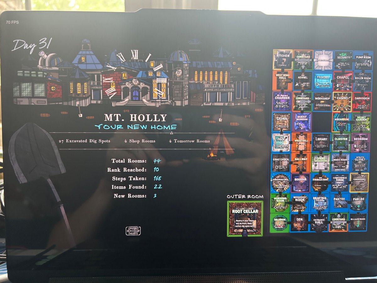 Went on a random god run where everything kept barely falling into place in blue prince and beat it on day 31 

What a rush and I still feel like there’s so much left to do in the game! Peak peak peak peak highly recommend