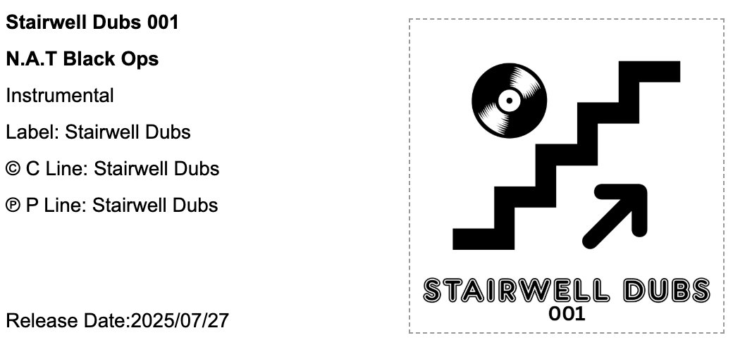 N.A.T Black Ops - Stairwell Dubs 001

New label. New release

27/07/2025