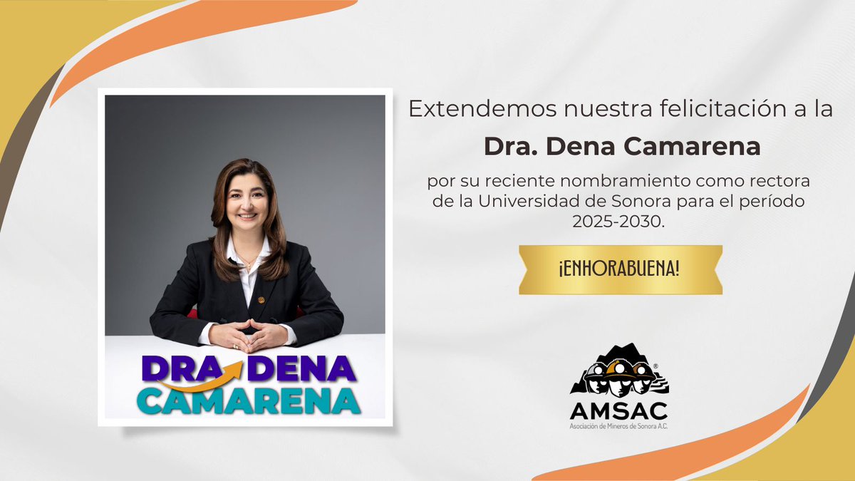 🎉Felicitamos a la Dra. Dena Camarena por su nombramiento como rectora de la Universidad de Sonora para el periodo 2025–2030.
Su trayectoria y compromiso con la formación académica son motivo de orgullo para Sonora. 
👏 ¡Enhorabuena, rectora!
#OrgulloSonorense #Educación