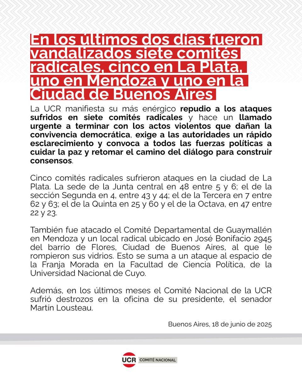 UCRNacional's tweet image. #Comunicado | Repudiamos el ataque a siete comités radicales y llamamos a terminar con los actos violentos que dañan la convivencia democrática.