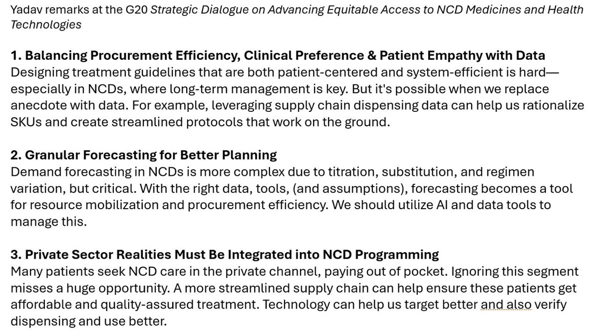 Prof_Yadav_SCM's tweet image. I had the opportunity to participate in the G20 Health Working Group meeting in Johannesburg from June 10–12. The sessions on medical countermeasures and pandemic preparedness were quite insightful. I spoke at the G20 Strategic Dialogue on Advancing Equitable Access to NCD…