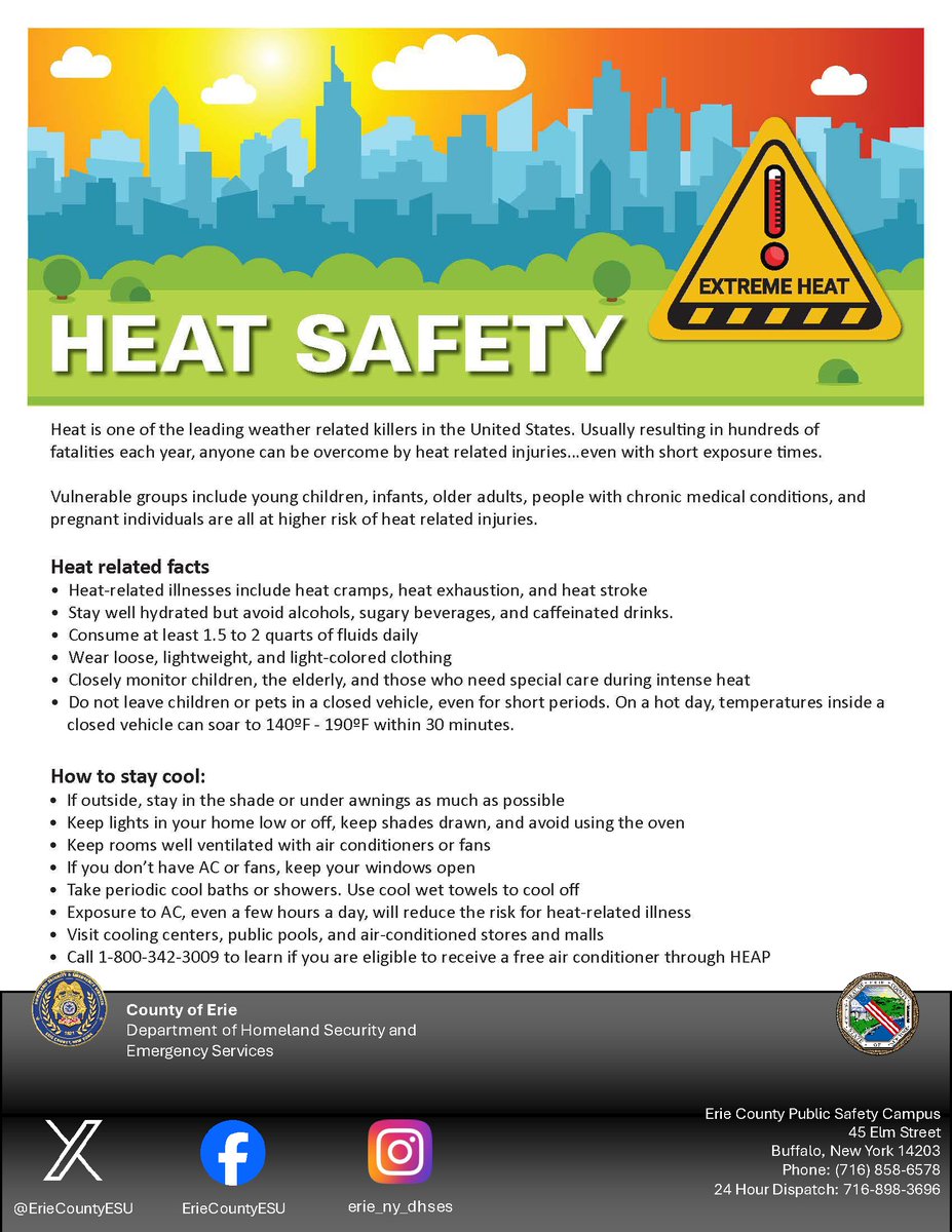 More ways to #BeattheHeat! ☀️ 🥵 💧 🧊 😎
www3.erie.gov/health/extreme…
www3.erie.gov/health/sites/w…
ready.gov/heat