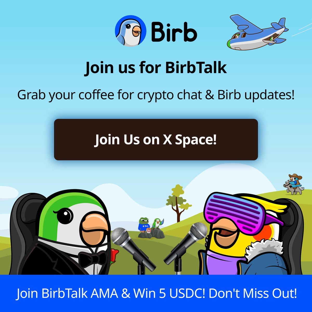 BirbDefi's tweet image. We’re going live any moment now! 🕐
In about an hour (give or take), join us for a chill session on coffee, crypto, and all things Birb. ☕💸 Good convos, good vibes.
🎁 One lucky listener wins $5 USDC just for tuning in!
🔗 Hop in here: x.com/i/spaces/1MnGn…
#CryptoCommunity…
