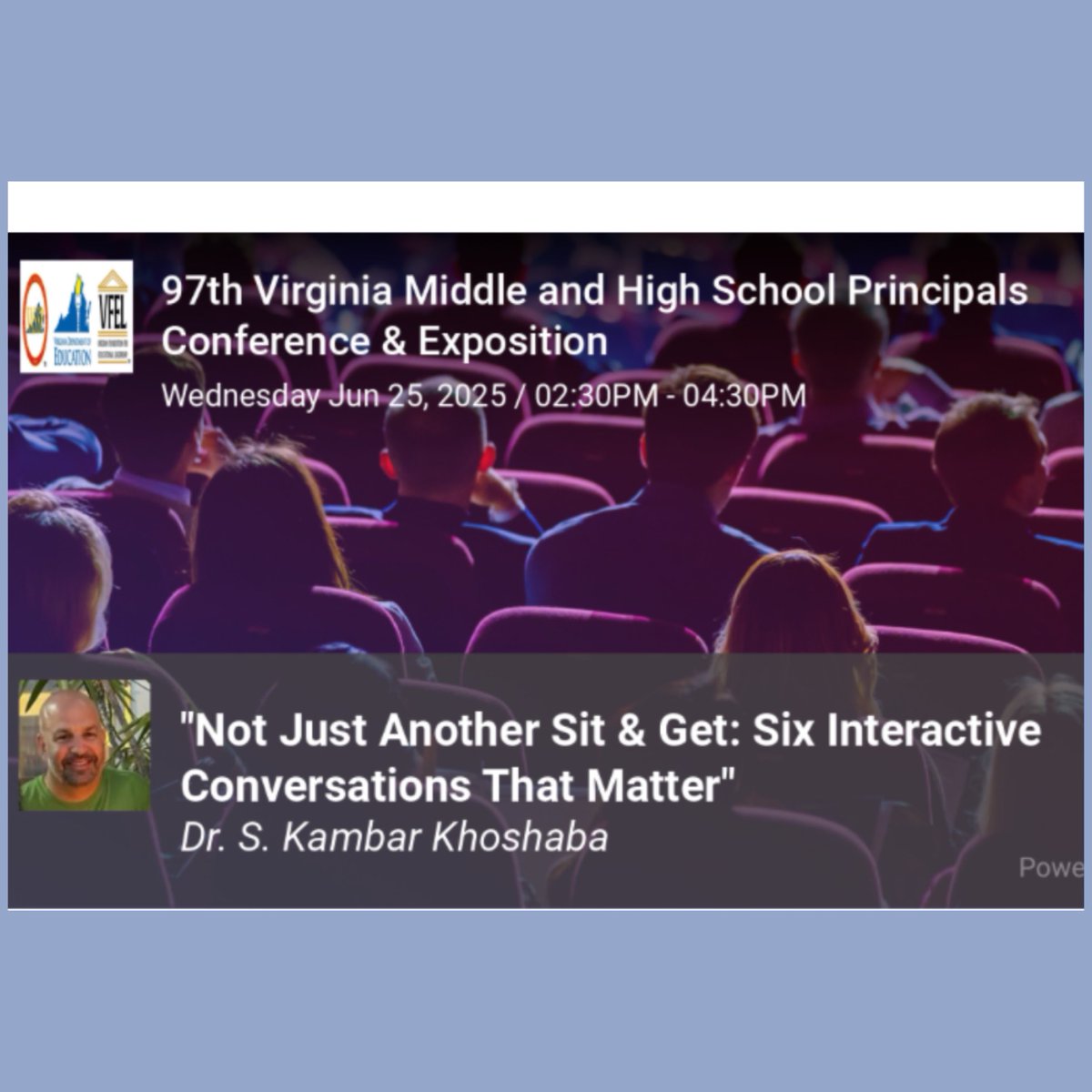 I'm looking forward to seeing my colleagues at next week's VASSP State conference. For those of you who can make it, I'm hosting a roundtable discussion on Wednesday for us to learn from one another about leadership. I look forward to seeing all of you there!