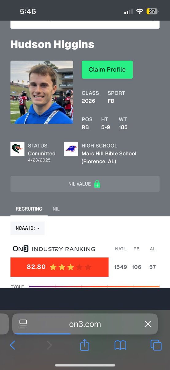 Hudson Higgins (@hudsonhiggins21) on Twitter photo Thankful and blessed to be ranked a 3 🌟 by <a href="/On3sports/">On3</a> <a href="/On3Recruits/">On3 Recruits</a> <a href="/On3Keith/">Keith Niebuhr</a> <a href="/UnLockYourGame/">UnLockYourGame</a> <a href="/HallTechSports1/">Hall-Tech Sports</a> <a href="/2LiveQ_/">Q.</a> <a href="/DexPreps/">DexPreps</a> <a href="/AL_Recruiting/">AL Recruiting</a> <a href="/RBsNation_RBN/">RBsNation🏈</a> <a href="/RecruitsBama/">Recruits Bama</a> <a href="/BamaPrepsFB/">BamaPreps</a> <a href="/coach_pat84/">PERFORMANCE_HOUSTON -AUSTIN_ATHLETES</a> <a href="/coachdhiggins/">Darrell Higgins</a> <a href="/marshillsports/">Mars Hill Athletics</a> Thankful and blessed to be ranked a 3 🌟 by <a href="/On3sports/">On3</a> <a href="/On3Recruits/">On3 Recruits</a> <a href="/On3Keith/">Keith Niebuhr</a> <a href="/UnLockYourGame/">UnLockYourGame</a> <a href="/HallTechSports1/">Hall-Tech Sports</a> <a href="/2LiveQ_/">Q.</a> <a href="/DexPreps/">DexPreps</a> <a href="/AL_Recruiting/">AL Recruiting</a> <a href="/RBsNation_RBN/">RBsNation🏈</a> <a href="/RecruitsBama/">Recruits Bama</a> <a href="/BamaPrepsFB/">BamaPreps</a> <a href="/coach_pat84/">PERFORMANCE_HOUSTON -AUSTIN_ATHLETES</a> <a href="/coachdhiggins/">Darrell Higgins</a> <a href="/marshillsports/">Mars Hill Athletics</a>