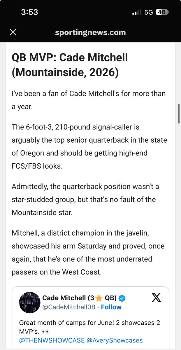 Cade Mitchell (3⭐️ QB) (@cademitchell08) on Twitter photo Thank you for the kind words! <a href="/AndrewNemec/">Andrew Nemec</a>
<a href="/BrandonHuffman/">Brandon Huffman</a> <a href="/flyguyhuey5/">Houston Lillard</a> <a href="/CoachWhitleyII/">Will Whitley</a> <a href="/JordanJ_/">Jordan Johnson</a> Thank you for the kind words! <a href="/AndrewNemec/">Andrew Nemec</a>
<a href="/BrandonHuffman/">Brandon Huffman</a> <a href="/flyguyhuey5/">Houston Lillard</a> <a href="/CoachWhitleyII/">Will Whitley</a> <a href="/JordanJ_/">Jordan Johnson</a>