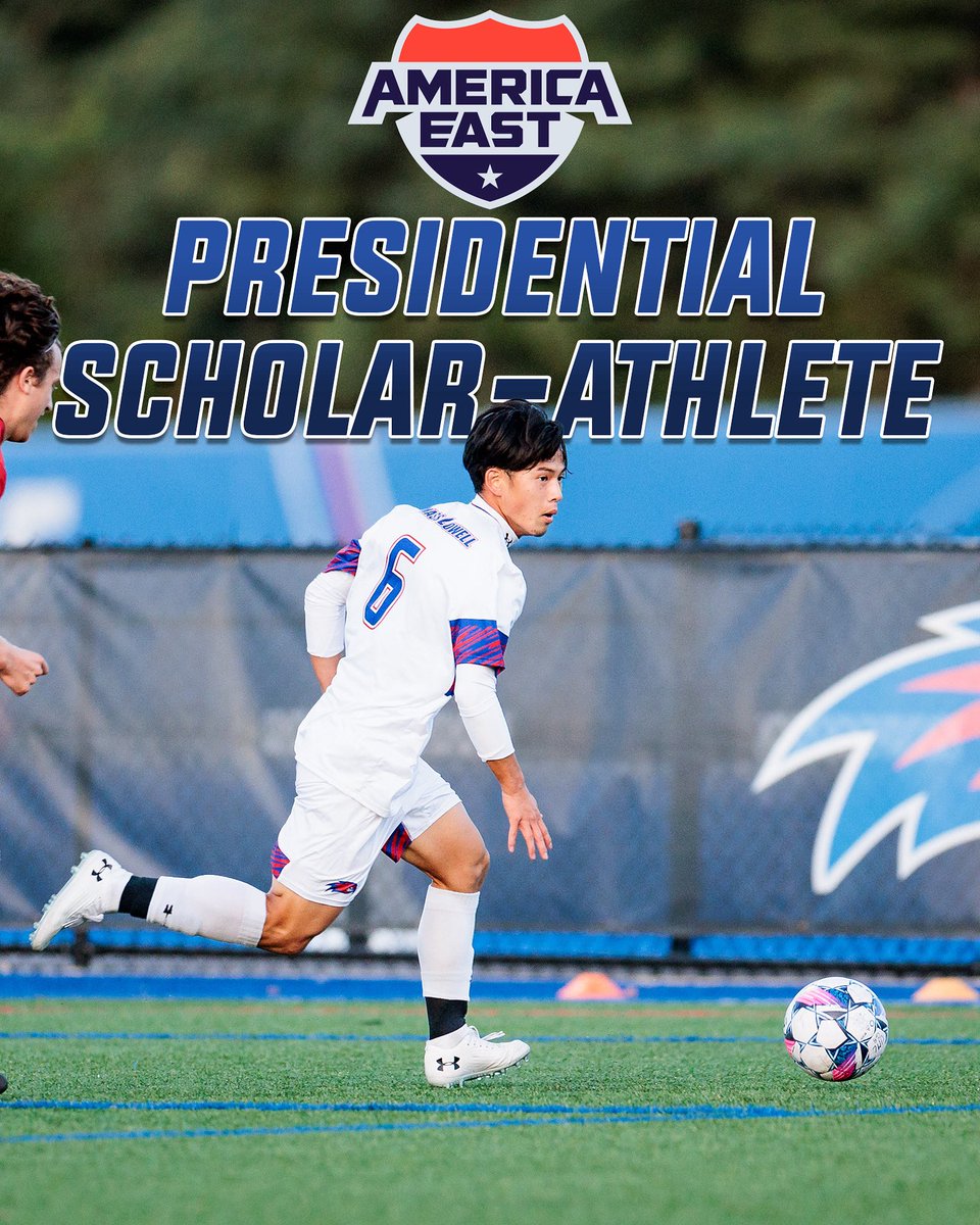 RiverHawkMSOC's tweet image. Congrats to Shun on being named an America East Presidential Scholar-Athlete!
This award is given to all student-athletes who graduated with a 3.75 GPA and attended their university for at least two years.
#UnitedInBlue | #AEMSOC