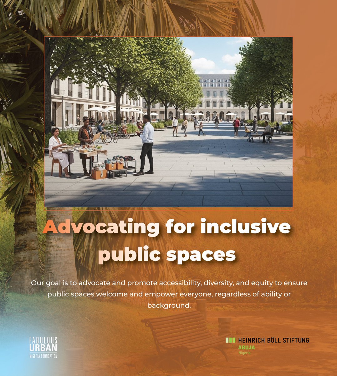 ismailaaro's tweet photo. Public spaces for ALL! 🌳 Fabulous Urban Nigeria &amp; @HeinrichBoell_NG are pushing for inclusive urban design, ensuring spaces welcome everyone, no matter their ability or background. Let's build equitable cities together! #InclusiveUrbanSpaces #Accessibility #EquitableDesign https://t.co/VhloCCyzK4