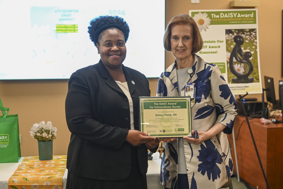 Honoring Extraordinary Nurses at Columbia VAHCS 🌼 We celebrated our 2024 Q4 &amp; 2025 Q1 DAISY Award recipients: Megan O’Neill, Fatima Davis, Shirley Fields, and more! Thank you for your dedication to our Veterans! 💙 #DAISYAward #VAProud #NurseRecognition #ColumbiaVAHCS
