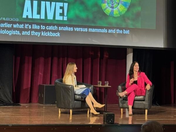 UMassChancellor's tweet image. Maritza and I recently attended a preview of the Reptiles Alive! exhibition at Chicago’s @fieldmuseum. My favorite part of the evening was hearing UMass Amherst alumnus Dr. Sara Ruane, Associate Curator of Herpetology, share the groundbreaking research happening at the Museum.