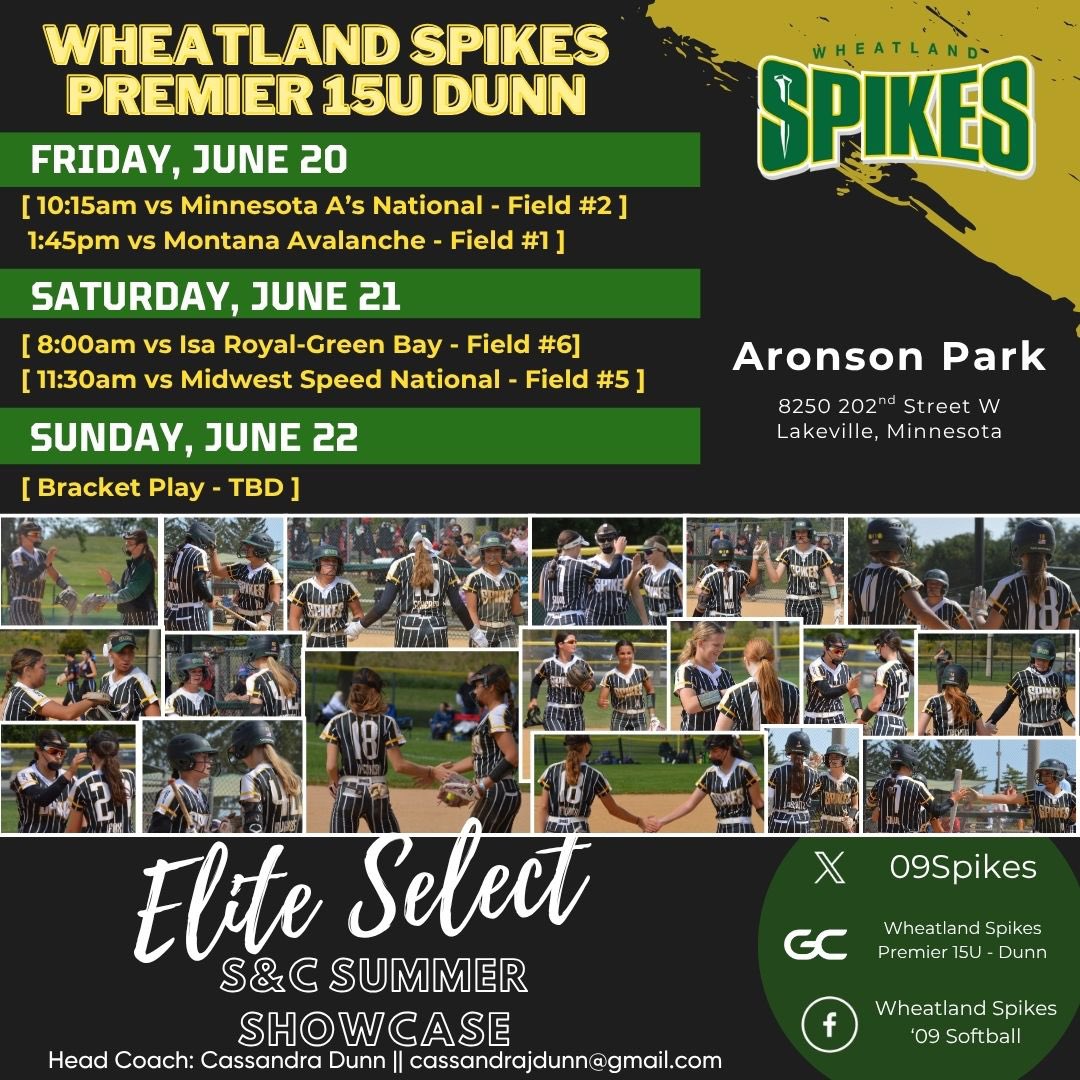 Katie Silva (@katiesilva2009) on Twitter photo Here’s my team and I’s schedule this weekend at the S&C Summer Showcase. Can’t wait to compete! Come check us out! 🥎💚 <a href="/09Spikes/">Wheatland Spikes Premier 09</a> <a href="/WheatlandSpikes/">Wheatland Spikes Softball</a>
<a href="/LewisSoftball/">Lewis Softball</a> <a href="/UWECSoftball/">Blugold Softball</a> <a href="/UMSLSoftball/">UMSL Softball</a> <a href="/WASHUSoftball/">WashU Softball</a> <a href="/WMUSoftball/">Western Michigan Softball</a> <a href="/IlliniSB/">Illinois Softball</a> <a href="/GopherSoftball/">Minnesota Softball</a> <a href="/FAMU_Softball/">Florida A&M Softball 🥎</a> <a href="/MizzouSoftball/">Mizzou Softball</a> Here’s my team and I’s schedule this weekend at the S&C Summer Showcase. Can’t wait to compete! Come check us out! 🥎💚 <a href="/09Spikes/">Wheatland Spikes Premier 09</a> <a href="/WheatlandSpikes/">Wheatland Spikes Softball</a>
<a href="/LewisSoftball/">Lewis Softball</a> <a href="/UWECSoftball/">Blugold Softball</a> <a href="/UMSLSoftball/">UMSL Softball</a> <a href="/WASHUSoftball/">WashU Softball</a> <a href="/WMUSoftball/">Western Michigan Softball</a> <a href="/IlliniSB/">Illinois Softball</a> <a href="/GopherSoftball/">Minnesota Softball</a> <a href="/FAMU_Softball/">Florida A&M Softball 🥎</a> <a href="/MizzouSoftball/">Mizzou Softball</a>