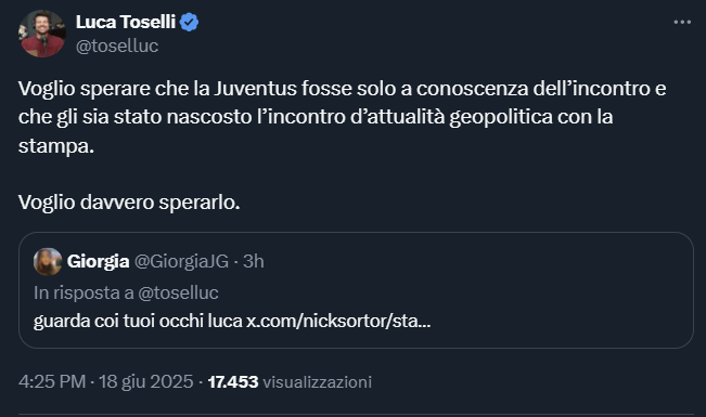 Cioe', secondo Luca Toselli, tu incontri il Presidente degli Stati Uniti e gli imponi l'agenda...
Ma e' del mestiere questo?