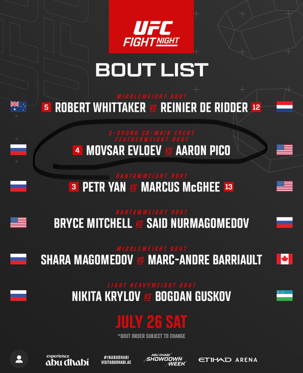 American Top Team (@americantopteam) on Twitter photo <a href="/MovsarUFC/">Movsar Evloev</a> vs Aaron Pico on July 26 is going to be an absolute banger.
Elite skills, crazy pace, and big stakes on the line.
Sleeper Fight of the Year candidate!
#AmericanTopTeam #UFC <a href="/MovsarUFC/">Movsar Evloev</a> vs Aaron Pico on July 26 is going to be an absolute banger.
Elite skills, crazy pace, and big stakes on the line.
Sleeper Fight of the Year candidate!
#AmericanTopTeam #UFC