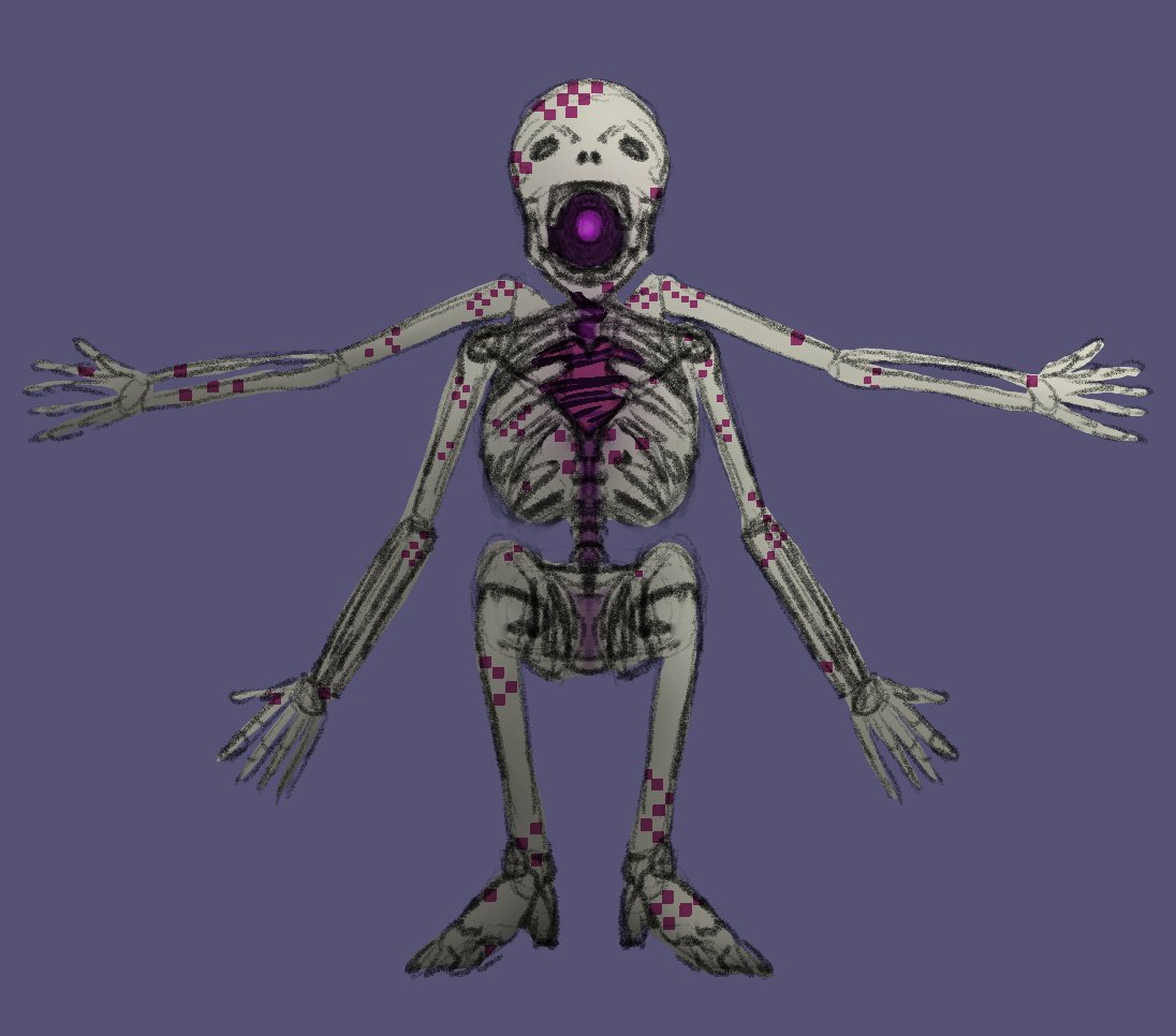 NyLad15's tweet image. I've been spending a lot of time overhauling my AI system and some other things that aren't visually interesting to post about.
However... It is time to work on the next enemy: A pathetic little guy called: THE BONE JANITOR!
(enemy name is tentative)