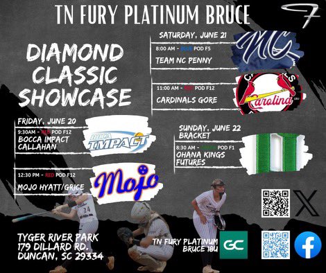 Audrey Knisley (@audrey_knisley) on Twitter photo Come see us in South Carolina this weekend!!! <a href="/furyplat_bruce/">TN Fury Platinum Bruce</a> <a href="/CoachGill_MSU/">Ashley Gilland</a> <a href="/AllySilva7/">Ally Silva</a> <a href="/ChelseaEFarmer/">Chelsea Farmer</a> <a href="/swathen_LTS/">Shannon Wathen</a> <a href="/AmyLTudor/">Amy Tudor</a> <a href="/KaylaBixel/">Kayla Bixel</a> <a href="/birdsonbat1/">Marty Slover</a> <a href="/NCSA_Softball/">NCSA Softball</a> <a href="/AScholarsBrand/">Athletic Scholars Brand Inc.</a> <a href="/LegacyLegendsS1/">Legacy & Legends Softball</a> <a href="/UncommittedUsa/">UncommittedPlayersUSA</a> <a href="/SoftballDown/">Down South Softball</a> <a href="/nxt1sports/">NXT 1</a>
<a href="/tfost00/">Travis Foster</a>
<a href="/Get2CollegAth/">Get 2 College Athletics</a>
<a href="/SBRRetweets/">Softball Recruiting Reposts</a> Come see us in South Carolina this weekend!!! <a href="/furyplat_bruce/">TN Fury Platinum Bruce</a> <a href="/CoachGill_MSU/">Ashley Gilland</a> <a href="/AllySilva7/">Ally Silva</a> <a href="/ChelseaEFarmer/">Chelsea Farmer</a> <a href="/swathen_LTS/">Shannon Wathen</a> <a href="/AmyLTudor/">Amy Tudor</a> <a href="/KaylaBixel/">Kayla Bixel</a> <a href="/birdsonbat1/">Marty Slover</a> <a href="/NCSA_Softball/">NCSA Softball</a> <a href="/AScholarsBrand/">Athletic Scholars Brand Inc.</a> <a href="/LegacyLegendsS1/">Legacy & Legends Softball</a> <a href="/UncommittedUsa/">UncommittedPlayersUSA</a> <a href="/SoftballDown/">Down South Softball</a> <a href="/nxt1sports/">NXT 1</a>
<a href="/tfost00/">Travis Foster</a>
<a href="/Get2CollegAth/">Get 2 College Athletics</a>
<a href="/SBRRetweets/">Softball Recruiting Reposts</a>