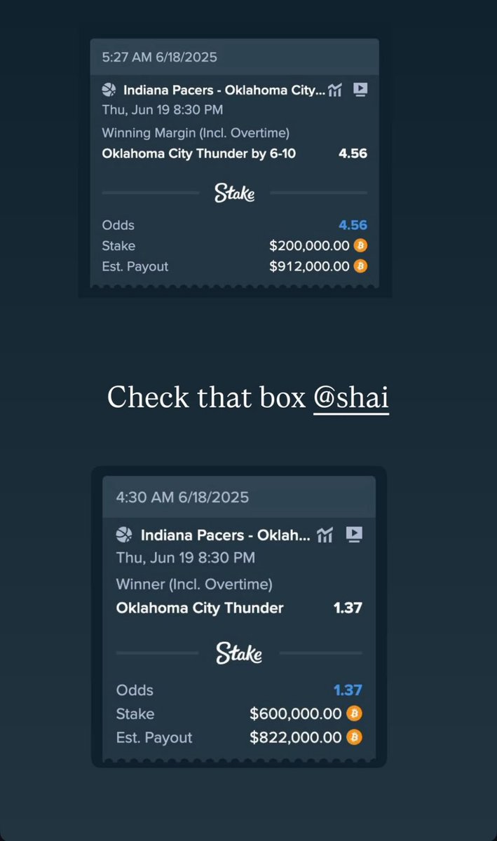 Drake is taking Shai and the Oklahoma City Thunder tomorrow to win the NBA Finals