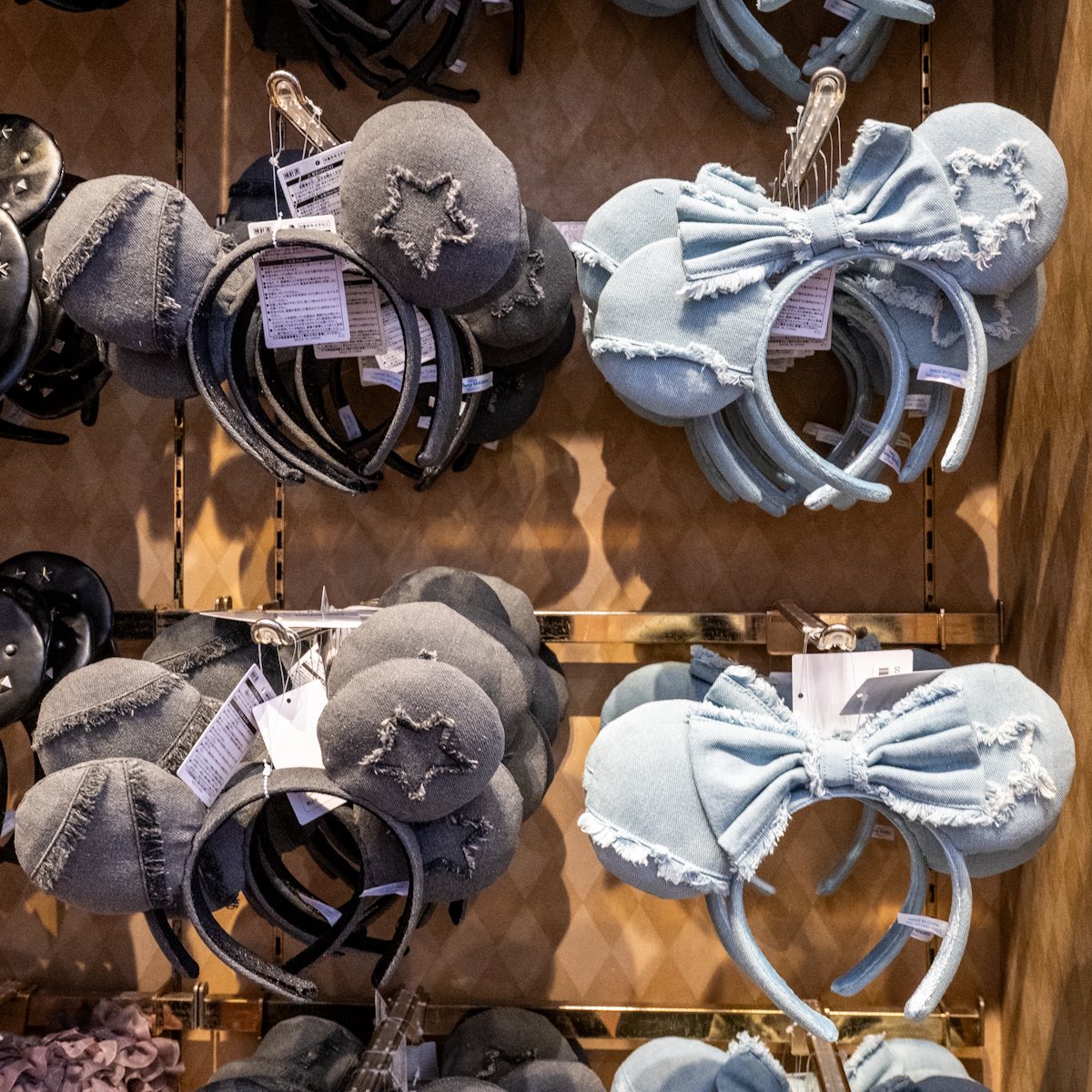 Disney - みみぽん02 デニム風デザインがかわいい ミッキー、ミニーのカチューシャ 本日6月