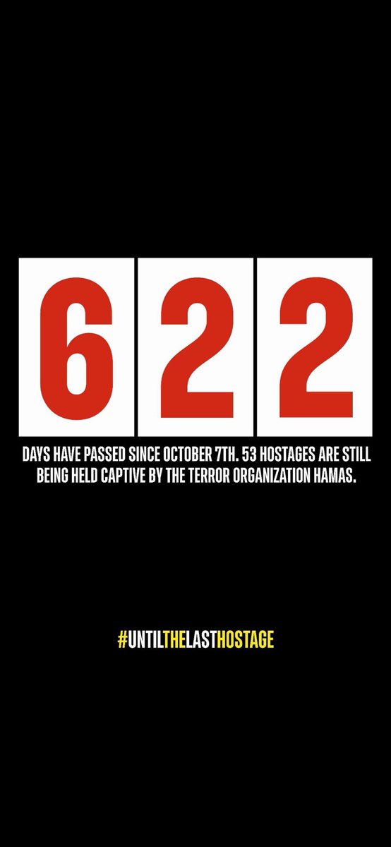 Zeev Rosenberg ๐๏ธ (@zeevrosenberg) on Twitter photo Seit 622 Tagen sind immer noch 53 Israelis in den Hรคnden der Hamas-Terroristen! ๐๏ธ๐ ๐๏ธ
For 622 days, 53 Israelis are still in the hands of Hamas terrorists! ๐๏ธ๐
ู
ูุฐ 622 ููู
ูุงุ ูุง ูุฒุงู 53 ุฅุณุฑุงุฆููููุง ูู ุฃูุฏู ุฅุฑูุงุจูู ุญู
ุงุณ! ๐๏ธ๐ ๐๏ธ
#BringThemHomeNow | #UntilTheLastHostage Seit 622 Tagen sind immer noch 53 Israelis in den Hรคnden der Hamas-Terroristen! ๐๏ธ๐ ๐๏ธ
For 622 days, 53 Israelis are still in the hands of Hamas terrorists! ๐๏ธ๐
ู
ูุฐ 622 ููู
ูุงุ ูุง ูุฒุงู 53 ุฅุณุฑุงุฆููููุง ูู ุฃูุฏู ุฅุฑูุงุจูู ุญู
ุงุณ! ๐๏ธ๐ ๐๏ธ
#BringThemHomeNow | #UntilTheLastHostage
