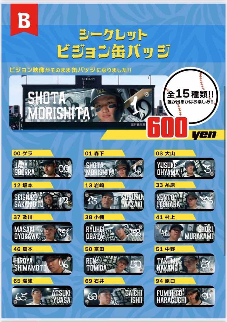 ⭐️2025Ver.ビジョングッズ⭐️ 選手紹介でバックスクリーンに放映