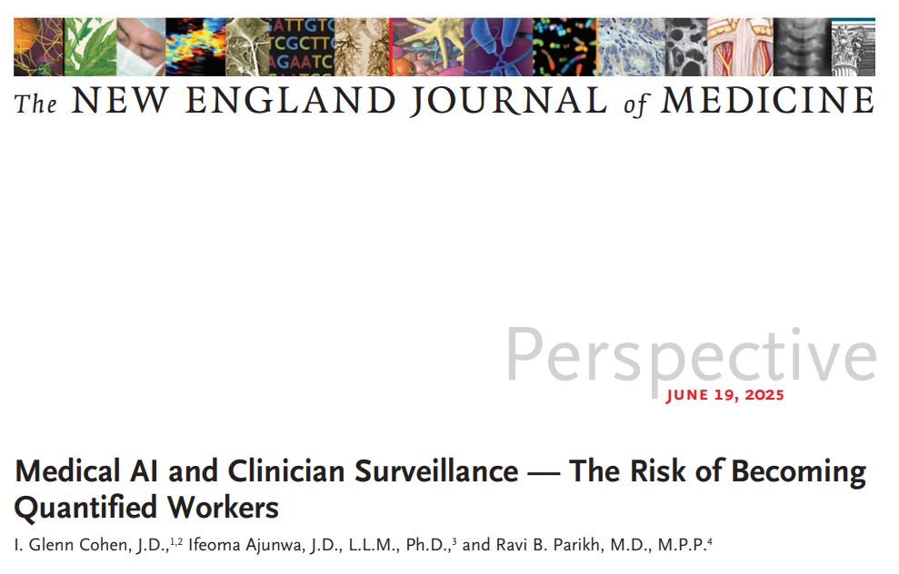Ravi B. Parikh (@ravi_b_parikh) on Twitter photo #AI has improved my efficiency in clinic. But in other industries, AI in the name of efficiency turns employees into "Quantified Workers". #Doctors aren't immune. In <a href="/NEJM/">NEJM</a>,<a href="/CohenProf/">I. Glenn Cohen</a> <a href="/iajunwa/">Dr. Ifeoma Ajunwa, J.D., LL.M., Ph.D.</a> & I propose a Clinician Bill of Rights to prioritize autonomy during the AI revolution #AI has improved my efficiency in clinic. But in other industries, AI in the name of efficiency turns employees into "Quantified Workers". #Doctors aren't immune. In <a href="/NEJM/">NEJM</a>,<a href="/CohenProf/">I. Glenn Cohen</a> <a href="/iajunwa/">Dr. Ifeoma Ajunwa, J.D., LL.M., Ph.D.</a> & I propose a Clinician Bill of Rights to prioritize autonomy during the AI revolution