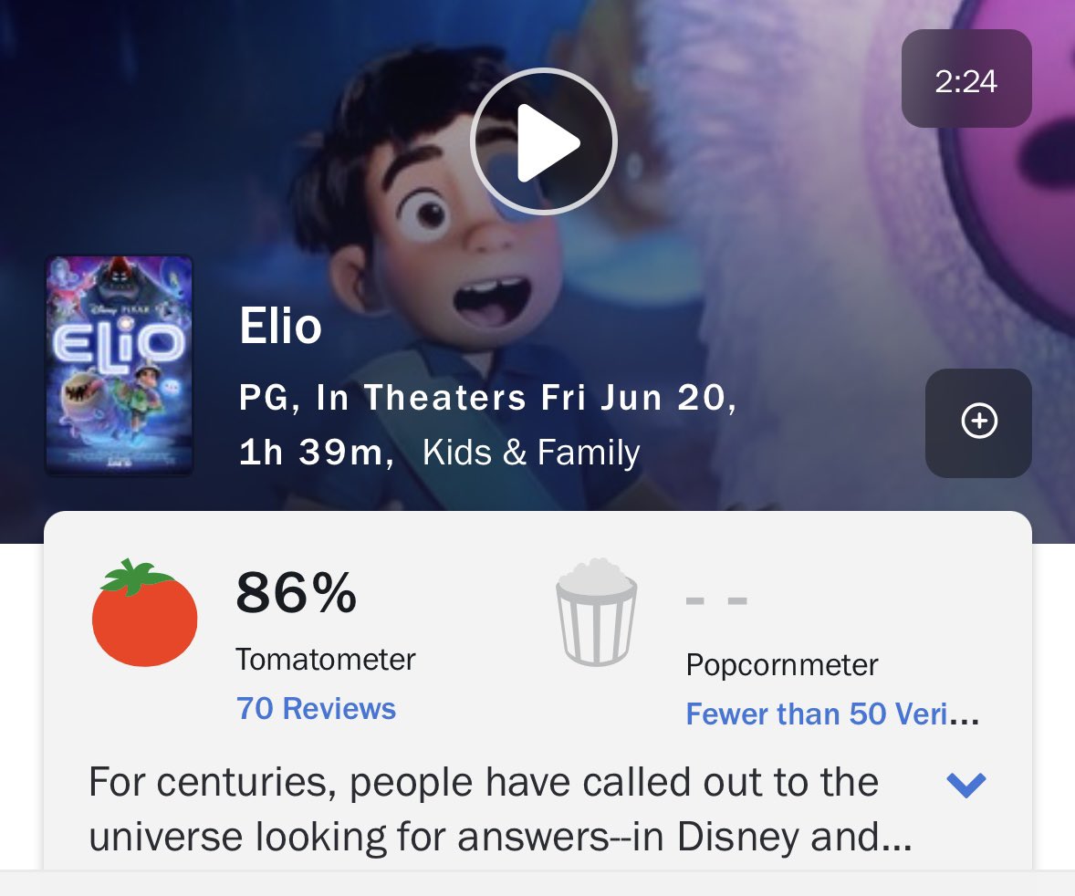 #Elio debuts with an 86% critic’s score.

Opens Friday 😎 🍿 

#AMC
<a href="/AMCTheatres/">AMC Theatres</a>