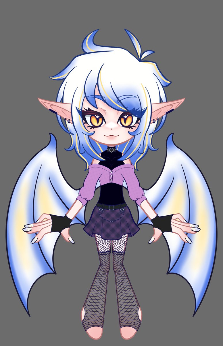 Lorel_Bee's tweet photo. Drew my new look in my gremlin style! 

#anime #art #vampire #gremlin #bat #VtuberEN https://t.co/ImH9FnmXBg
