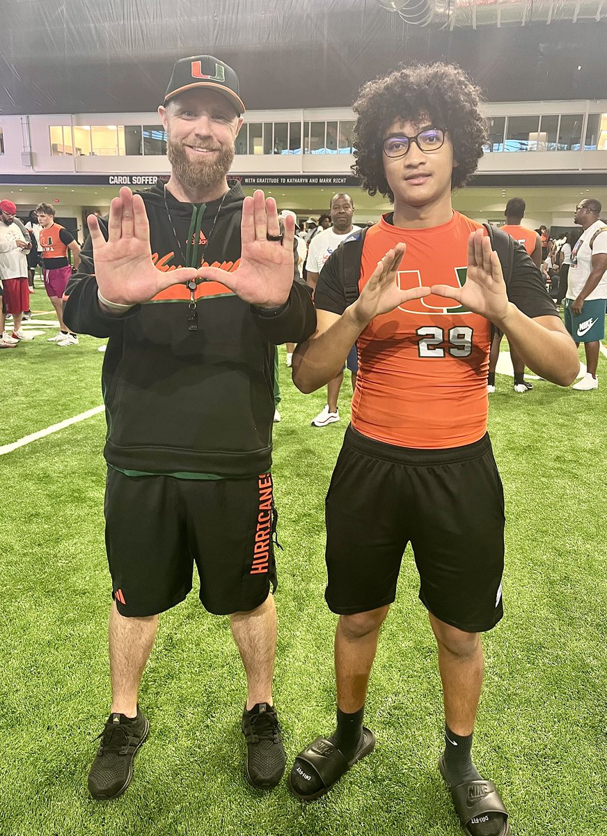 Nicco Humes (@humesnicco) on Twitter photo Had a great experience at the <a href="/MiamiHurricanes/">Miami Hurricanes</a> PROSPECT CAMP huge thanks to Coach <a href="/cjhetherman/">Corey Hetherman</a> for all the tips and advice I can look back on. Thankful for this opportunity given!
<a href="/CoachZackGoodFB/">Zachary Good</a> Had a great experience at the <a href="/MiamiHurricanes/">Miami Hurricanes</a> PROSPECT CAMP huge thanks to Coach <a href="/cjhetherman/">Corey Hetherman</a> for all the tips and advice I can look back on. Thankful for this opportunity given!
<a href="/CoachZackGoodFB/">Zachary Good</a>
