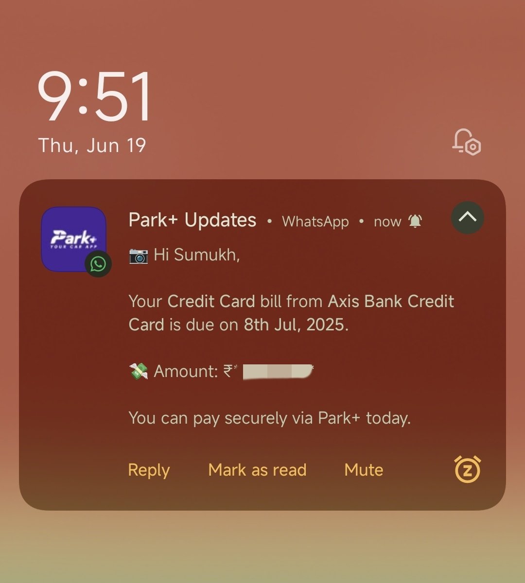 Why tf is an app used to register my car for parking in my society reminding me to pay my credit card bill? How is it even accessing this data without my permission? I didn't get a message from the bank so it's not reading SMS.

Data protection in India is an absolute joke.