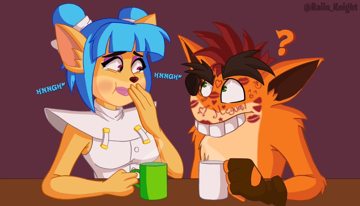 "I have something on my face?" 💙💄🧡

#MegumiBandicoot
#FakeCrash
#CrashBandicoot 
#CrashBandicootFanart 
#Fakegumi