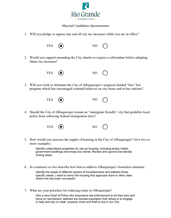 We are very pleased that Albuquerque mayoral candidate Mayling Armijo is the first candidate for mayor to complete the <a href="/RioGrandeFndn/">Rio Grande Foundation</a> candidate survey. You can see her answers here: errorsofenchantment.com/abq-mayoral-ca… <a href="/ABQJournal/">Albuquerque Journal</a> <a href="/bobkkob/">Bob Clark</a> <a href="/tjwilham/">T.J. Wilham</a>