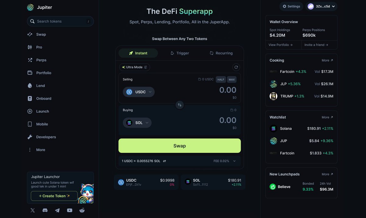 Joe Doe (@joedoe_) on Twitter photo We're cooking up a new Home Page design for <a href="/JupiterExchange/">Jupiter (🐱, 🐐)</a> in preparation for the SuperApp roadmap that will be playing out in the next couple of months.
What do yall think? Lmk!
(Info displayed here are placeholders) We're cooking up a new Home Page design for <a href="/JupiterExchange/">Jupiter (🐱, 🐐)</a> in preparation for the SuperApp roadmap that will be playing out in the next couple of months.
What do yall think? Lmk!
(Info displayed here are placeholders)