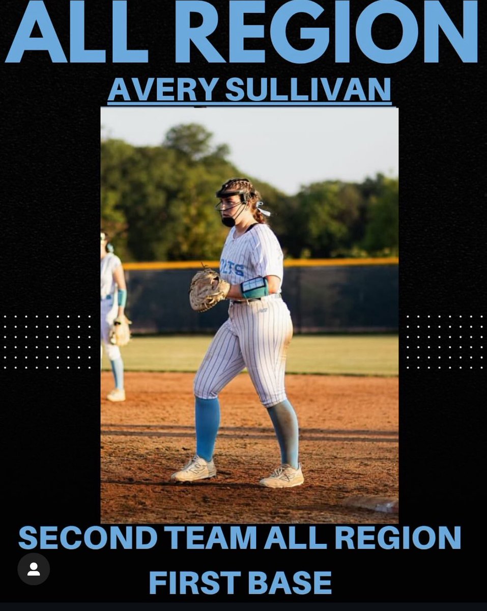 AverySullivan24's tweet photo. Awesome to be apart of such a wonderful team, we were both district and region champs this year. Unfortunatly our season ended short in the state quarter-finals and we ended the season 21-2. I’m also honored to be named second team all region! @StarzGold https://t.co/TXEb5EfLiv