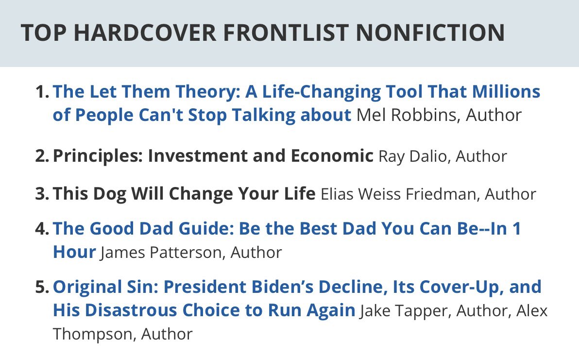 OriginalSinBook's tweet image. Four weeks in, Original Sin is number 5 on the Publishers Weekly non fiction list! 🙏