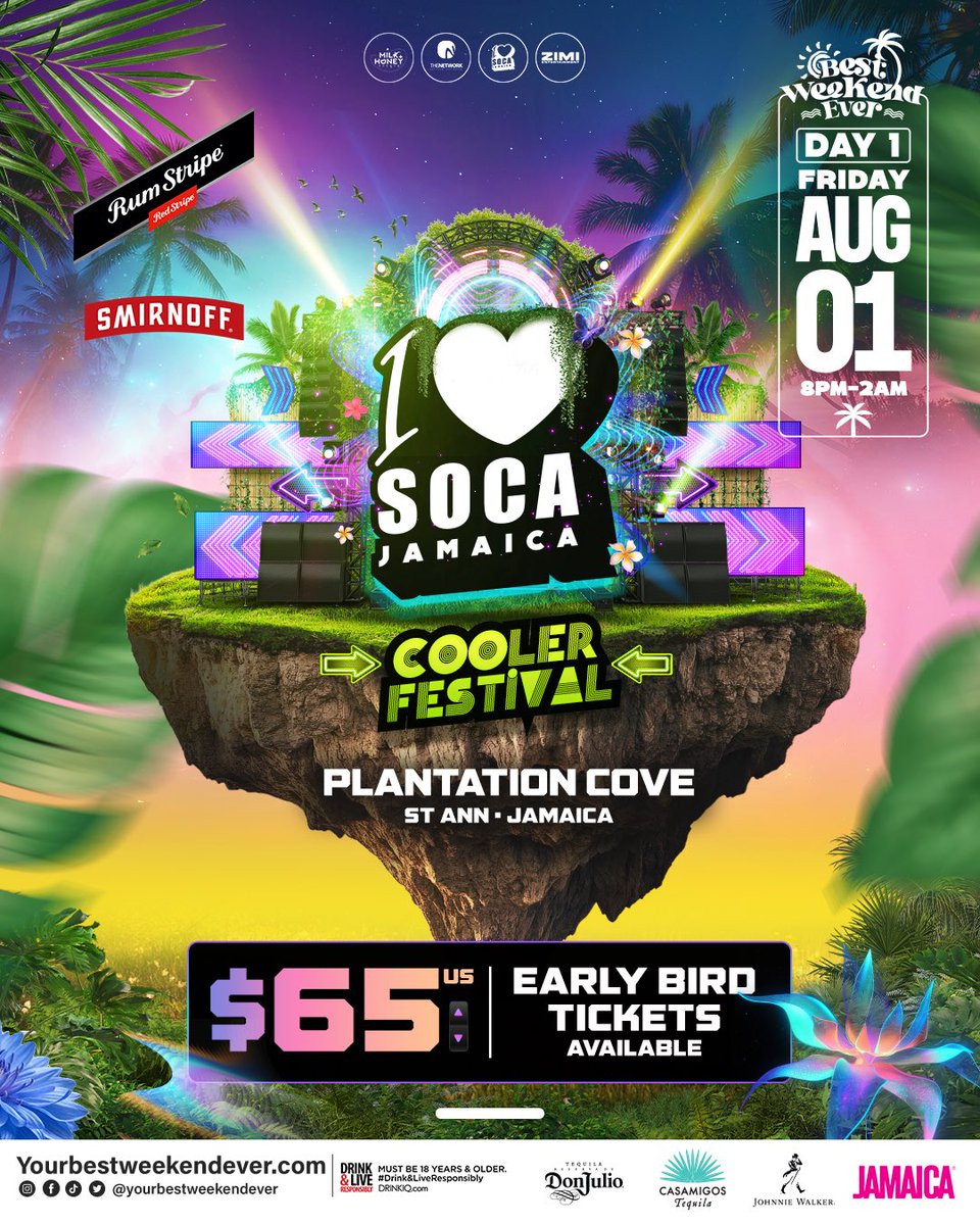Lucky for you my Friend, <a href="/ilovesocaja/">ilovesocaja</a> Cooler Festival returns to the lawns of Plantation Cove, St Ann on Friday August 1st 2025 🇯🇲🔥

𝗘𝗮𝗿𝗹𝘆 𝗕𝗶𝗿𝗱 $𝟲𝟱 𝗨𝗦𝗗 𝗜𝗻𝗱𝗶𝘃𝗶𝗱𝘂𝗮𝗹 𝗧𝗶𝗰𝗸𝗲𝘁𝘀 𝗡𝗼𝘄 𝗔𝘃𝗮𝗶𝗹𝗮𝗯𝗹𝗲!

yourbestweekendever.com

#iLoveSocaCoolerFestival
