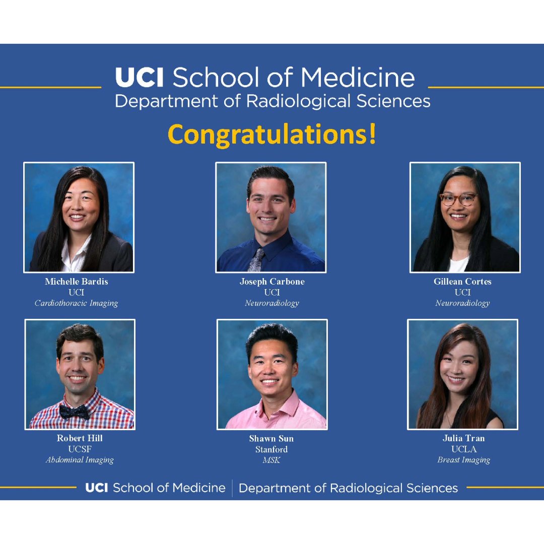 UCI Radiology (@uciradiology) on Twitter photo Congratulations to our residents who matched into #Followship Programs today. We are proud of all your hard work and wish you continued success in your future endeavors. #MatchDay #UCI #Radiology <a href="/UCIradres/">UCI Radiology Residency</a> <a href="/UCI_Neurorads/">UCI Neuroradiology</a> Congratulations to our residents who matched into #Followship Programs today. We are proud of all your hard work and wish you continued success in your future endeavors. #MatchDay #UCI #Radiology <a href="/UCIradres/">UCI Radiology Residency</a> <a href="/UCI_Neurorads/">UCI Neuroradiology</a>