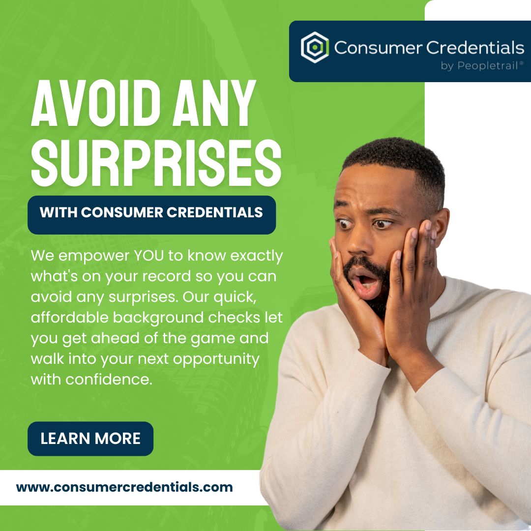 ConsumerChecks's tweet photo. Imagine walking into an interview or applying for a loan, only to discover something you didn’t know was on your criminal record or credit history. 😬

#NoSurprises #KnowYourRecord https://t.co/F5PSfd3hgY