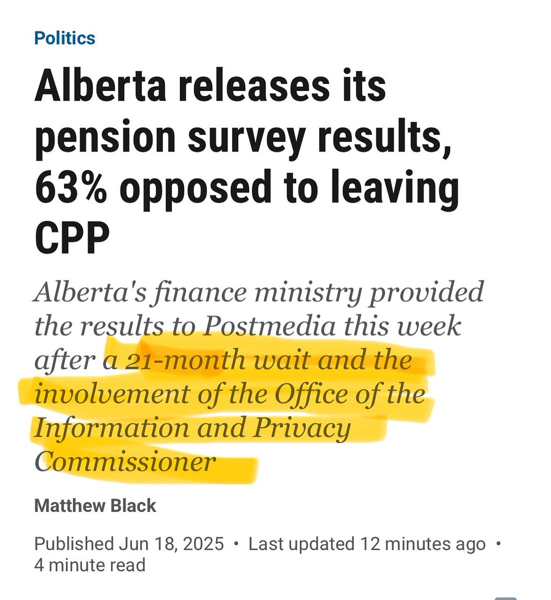 Nothing says “we respect the opinions of Albertans and think they have a right to know what their neighbours think” quite like sitting on the results for 21 months and fighting not to release them. #AbLeg