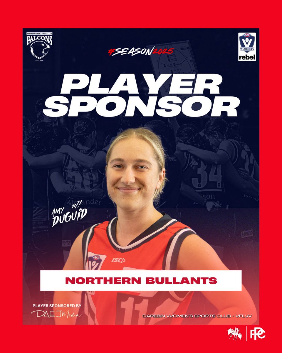 The Northern Bullants Football Club are a proud sponsor of Amy Duguid from the Darebin Falcons 🦅