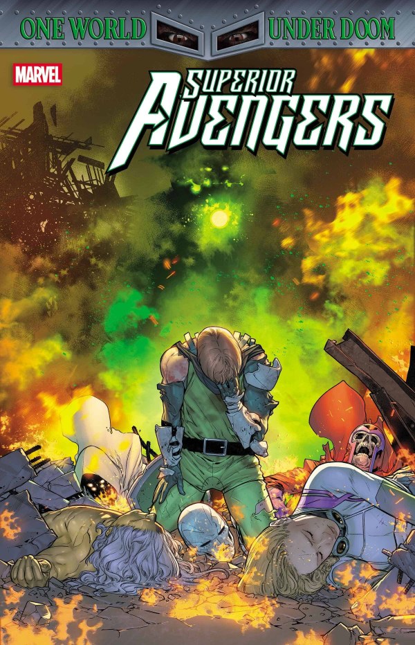 FANTASTICF4UR's tweet photo. غلاف العدد 6 والأخير لسلسلة Superior Avengers القادم بتاريخ 10 سبتمبر.

• لقد جاء #DoctorDoom لمعاقبة المدعيين، ولكن ماذا يعني هذا لأبنه المتبنى، Kristoff Vernard، الذي خيب آماله؟

-من كتابة: #SteveFoxe
-ورسم: #LucaMaresca &amp; #KyleHotz

ْ

#MarvelComics #OneWorldUnderDoom https://t.co/175K1cQrec