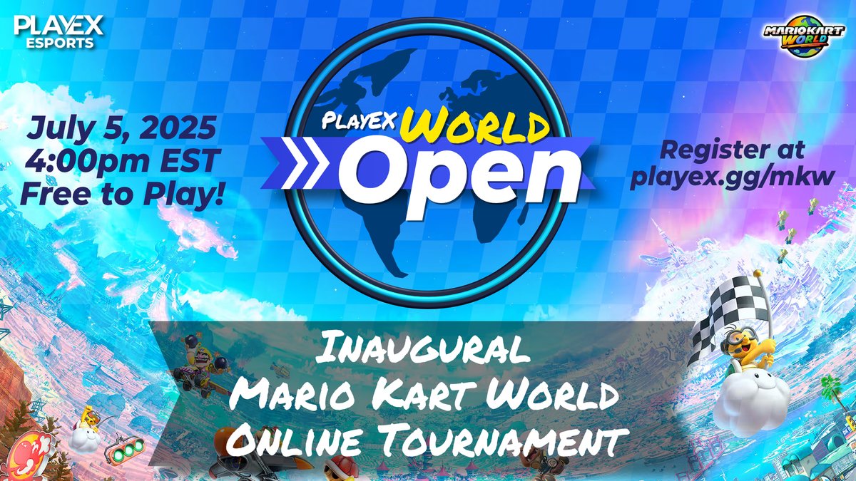 Mario Kart World is HERE!
We are SO EXCITED to announce our very first online tournament in Mario Kart World! This is 100% free to play, so hop in and have a chaotic fun evening with our community! playex.gg/mkw - REGISTER NOW 
#MKWORLD #tournament #esports