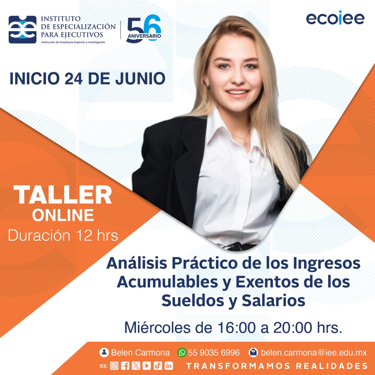 ¿Sabes cuáles ingresos de sueldos y salarios son acumulables o exentos para ISR?
Inscríbete al taller práctico del IEE y aprende a calcular retenciones correctamente.
📲 Más info por DM.
