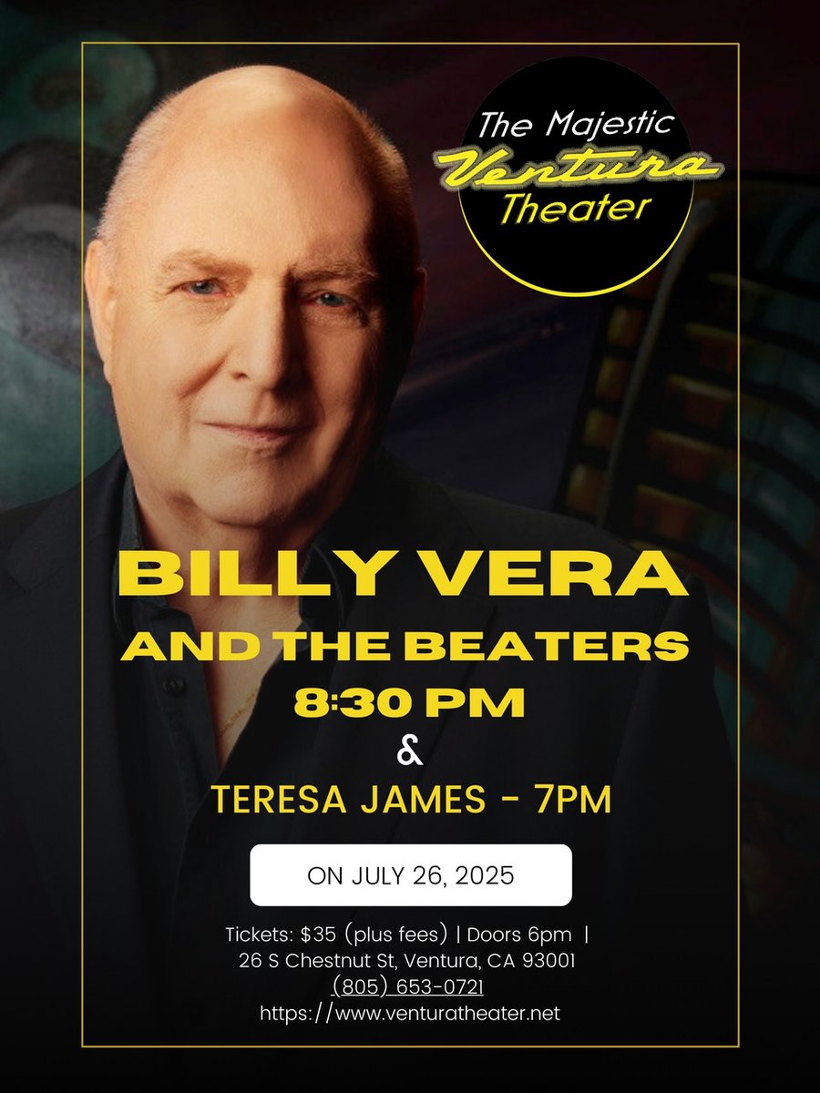 billybeater's tweet photo. Ventura fans! BV &amp; the Beaters at the Ventura Theater, July 26th! https://t.co/WJ7D33jX0t